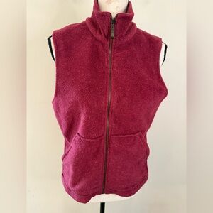 Marsh Landing turtleneck red fleece vest zip front split kangaroo pockets SZ SM